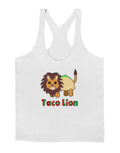 Cute Taco Lion Text Mens String Tank Top-Men's String Tank Tops-LOBBO-White-Small-Davson Sales