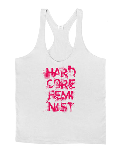 Hardcore Feminist - Pink Mens String Tank Top-Men's String Tank Tops-LOBBO-White-Small-Davson Sales