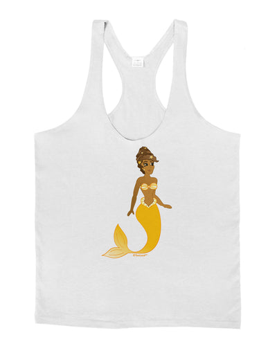 Mermaid Design - Yellow Mens String Tank Top-Men's String Tank Tops-LOBBO-White-Small-Davson Sales