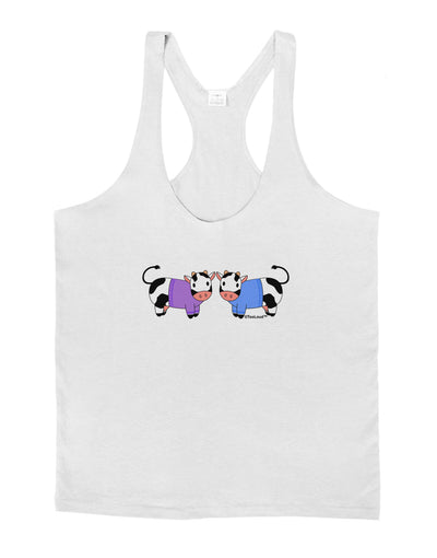 Cute Pair of Sweater Cows Mens String Tank Top-Men's String Tank Tops-LOBBO-White-Small-Davson Sales