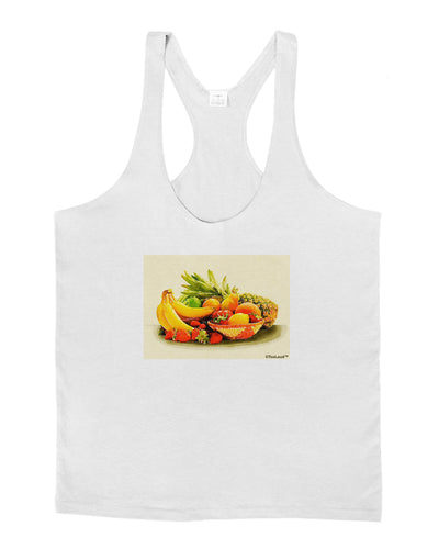 Watercolor Fruit Bowl 2 Mens String Tank Top-Men's String Tank Tops-LOBBO-White-Small-Davson Sales