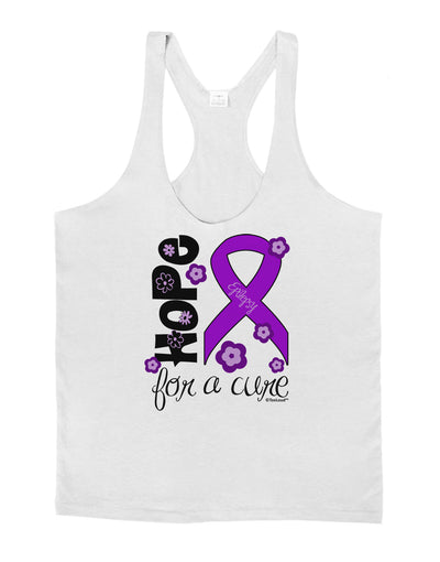 Hope for a Cure - Purple Ribbon Epilepsy - Flowers Mens String Tank Top-Men's String Tank Tops-LOBBO-White-Small-Davson Sales