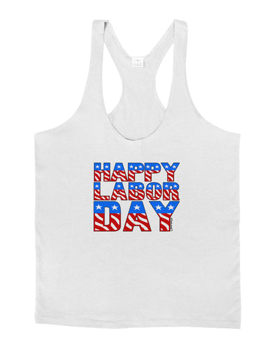 Happy Labor Day ColorText Mens String Tank Top-Men's String Tank Tops-LOBBO-White-Small-Davson Sales