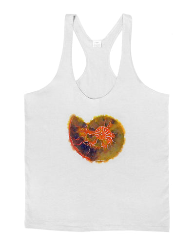 Nautilus Fossil Watercolor Mens String Tank Top-Men's String Tank Tops-LOBBO-White-Small-Davson Sales