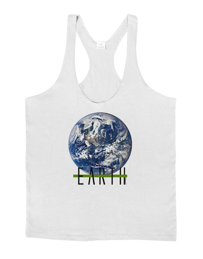 Planet Earth Text Mens String Tank Top-Men's String Tank Tops-LOBBO-White-Small-Davson Sales