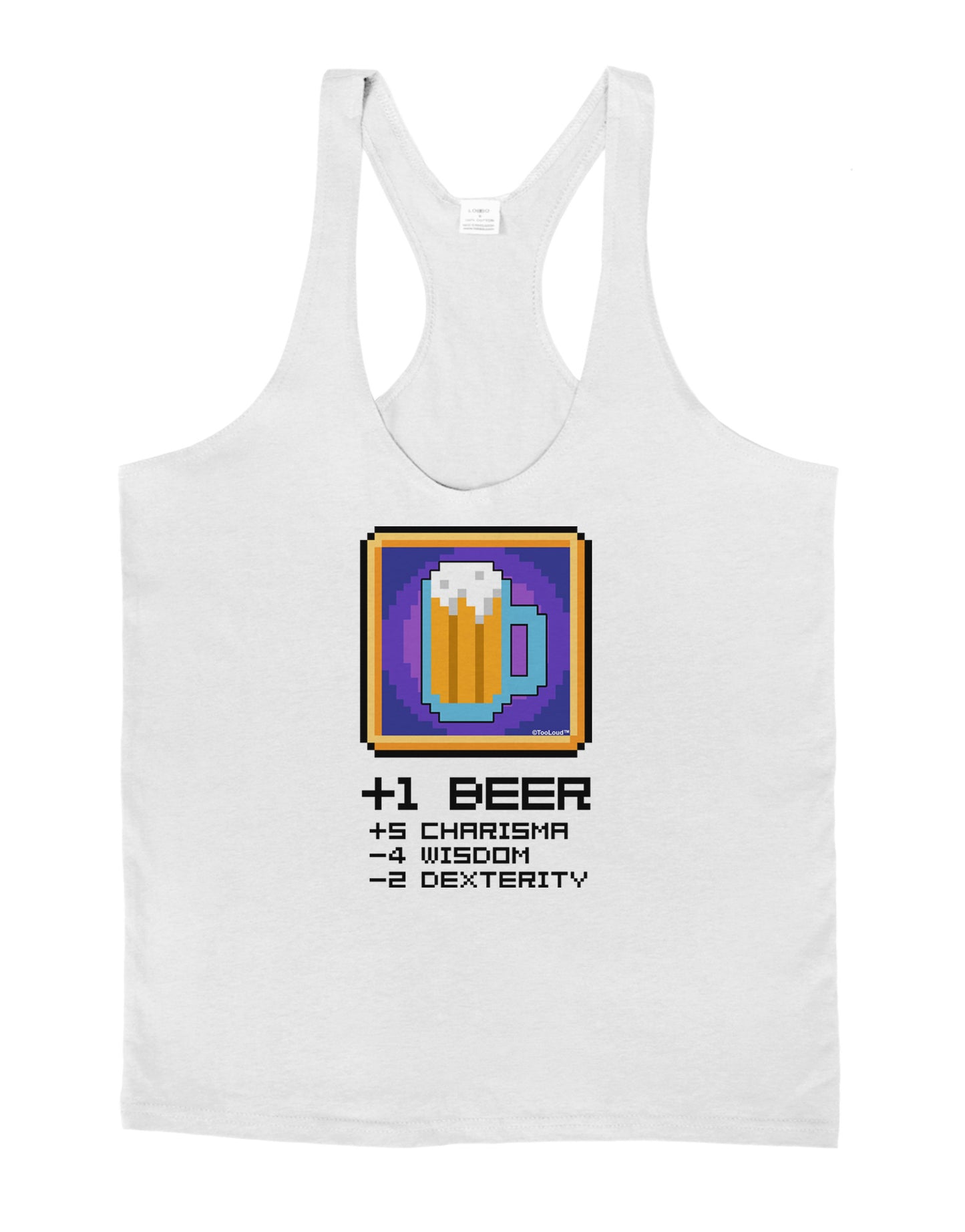Pixel Beer Item Mens String Tank Top-Men's String Tank Tops-LOBBO-White-Small-Davson Sales