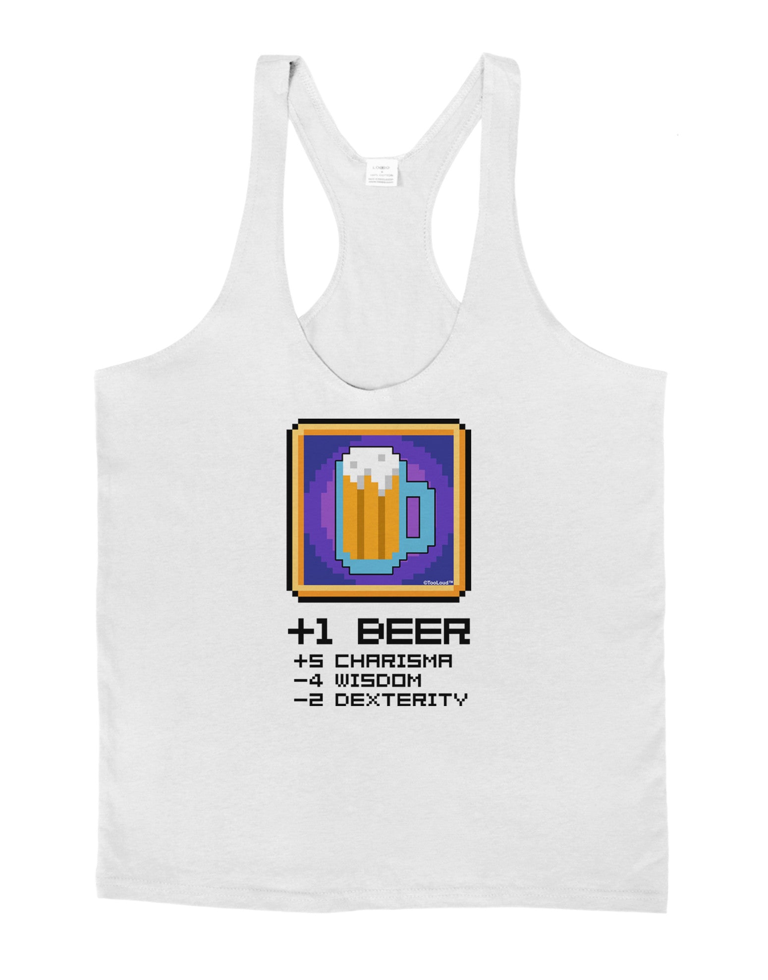 Pixel Beer Item Mens String Tank Top-Men's String Tank Tops-LOBBO-White-Small-Davson Sales
