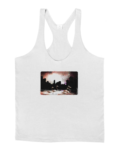 Nighttime Flamingos Mens String Tank Top-Men's String Tank Tops-LOBBO-White-Small-Davson Sales