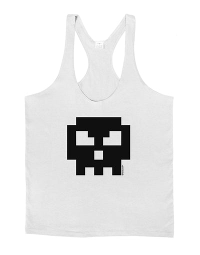 Retro 8-Bit Skull Mens String Tank Top-Men's String Tank Tops-LOBBO-White-Small-Davson Sales