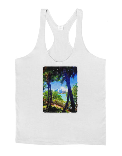 TooLoud Tropical Skyline Mens String Tank Top-Men's String Tank Tops-LOBBO-White-Small-Davson Sales