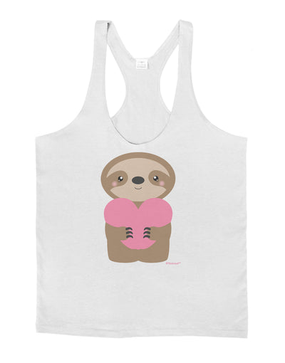 Cute Valentine Sloth Holding Heart Mens String Tank Top by TooLoud-LOBBO-White-Small-Davson Sales