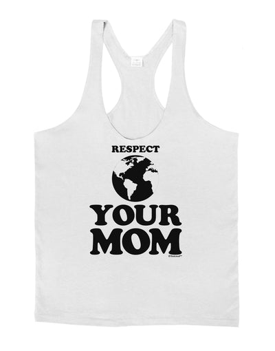 Respect Your Mom - Mother Earth Design Mens String Tank Top-Men's String Tank Tops-LOBBO-White-Small-Davson Sales