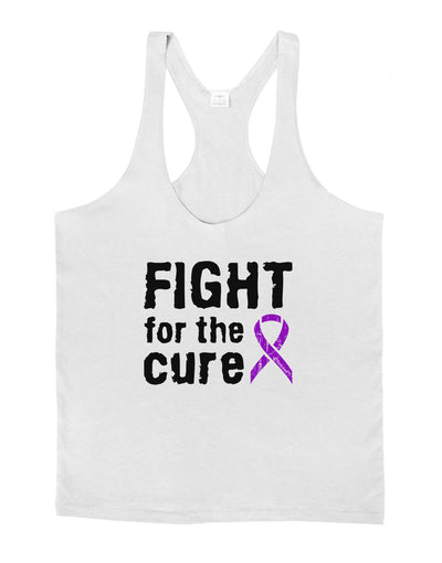 Fight for the Cure - Purple Ribbon Alzheimers Disease Mens String Tank Top-Men's String Tank Tops-LOBBO-White-Small-Davson Sales