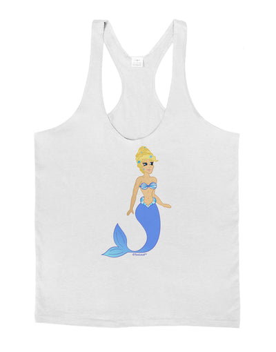 Mermaid Design - Blue Mens String Tank Top-Men's String Tank Tops-LOBBO-White-Small-Davson Sales