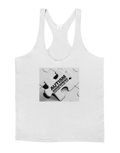 Autism Awareness - Puzzle Black & White Mens String Tank Top-Men's String Tank Tops-LOBBO-White-Small-Davson Sales