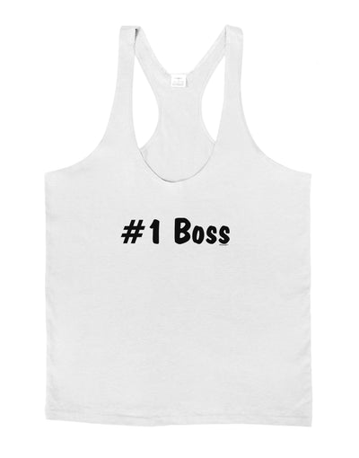 #1 Boss Text - Boss Day Mens String Tank Top-Men's String Tank Tops-LOBBO-White-Small-Davson Sales
