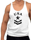USA Military Star Stencil Logo Mens String Tank Top-LOBBO-White-Small-Davson Sales
