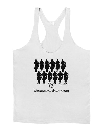 Twelve Drummers Drumming Text Mens String Tank Top-Men's String Tank Tops-LOBBO-White-Small-Davson Sales