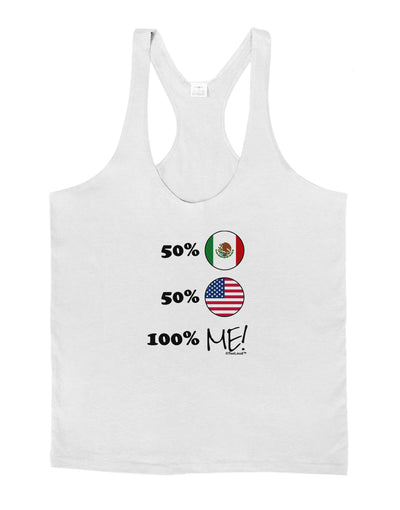 Mexican American 100 Percent Me Mens String Tank Top-Men's String Tank Tops-LOBBO-White-Small-Davson Sales