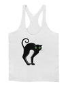 Cute Arched Black Cat Halloween Mens String Tank Top-Men's String Tank Tops-LOBBO-White-Small-Davson Sales