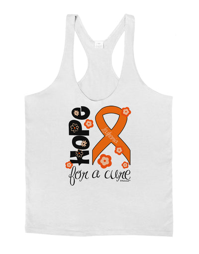 Hope for a Cure - Orange Ribbon Leukemia - Flowers Mens String Tank Top-Men's String Tank Tops-LOBBO-White-Small-Davson Sales