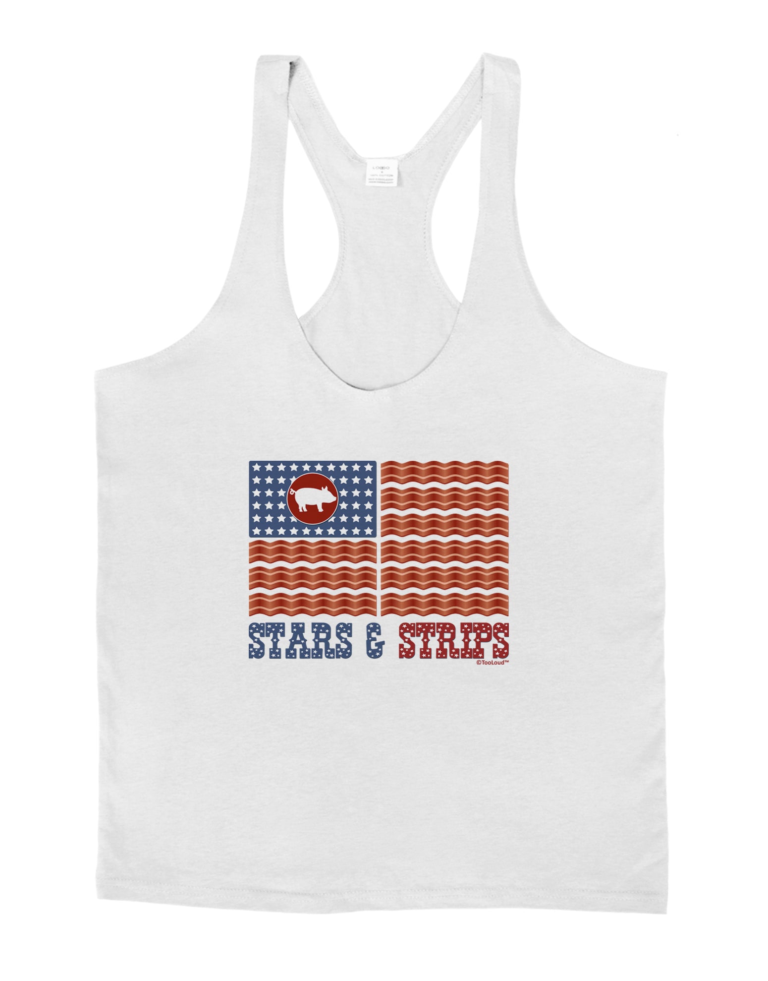 American Bacon Flag - Stars and Strips Mens String Tank Top-Men's String Tank Tops-LOBBO-White-Small-Davson Sales