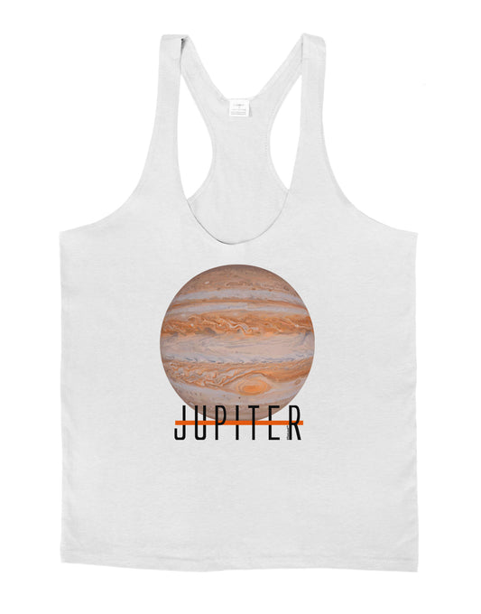 Planet Jupiter Earth Text Mens String Tank Top-Men's String Tank Tops-LOBBO-White-Small-Davson Sales