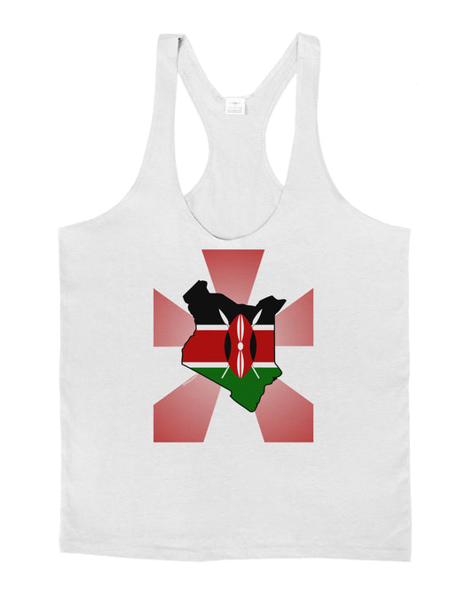 Kenya Flag Design Mens String Tank Top-Men's String Tank Tops-LOBBO-White-Small-Davson Sales