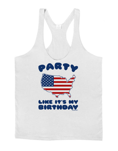 Party Like It's My Birthday - 4th of July Mens String Tank Top-Men's String Tank Tops-LOBBO-White-Small-Davson Sales