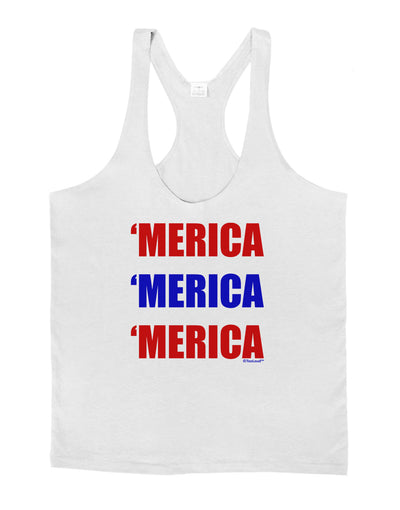 Merica Merica Merica - Red and Blue Mens String Tank Top-Men's String Tank Tops-LOBBO-White-Small-Davson Sales