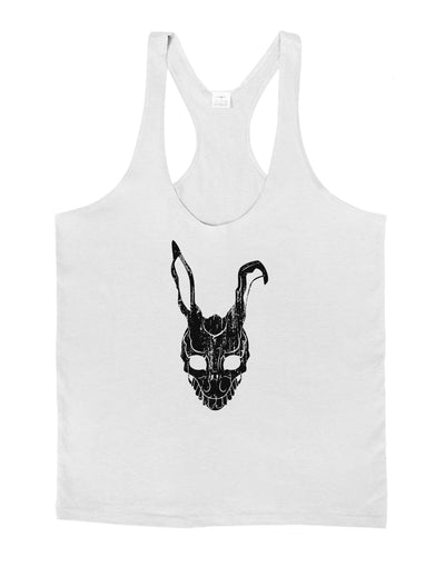 Scary Bunny Face Black Distressed Mens String Tank Top-Men's String Tank Tops-LOBBO-White-Small-Davson Sales