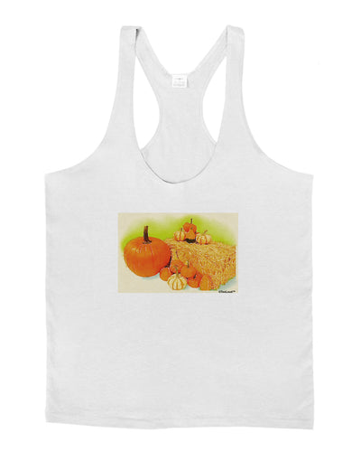 Fall Pumpkin Scene Mens String Tank Top-Men's String Tank Tops-LOBBO-White-Small-Davson Sales