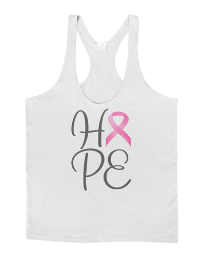 Hope - Breast Cancer Awareness Ribbon Mens String Tank Top-Men's String Tank Tops-LOBBO-White-Small-Davson Sales