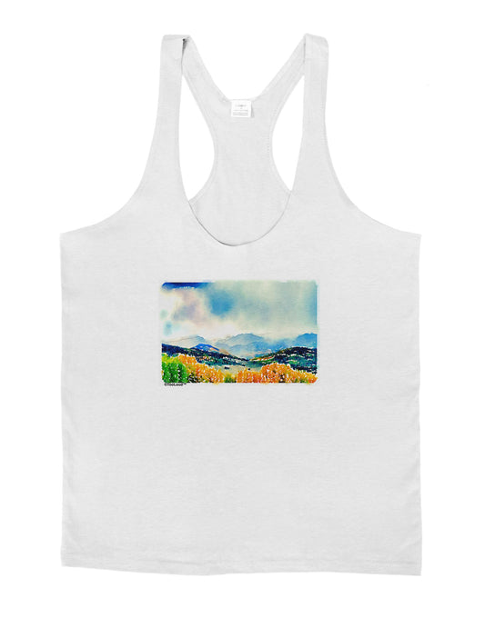 Colorado Mountain Scene Mens String Tank Top-Men's String Tank Tops-LOBBO-White-Small-Davson Sales