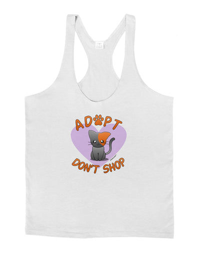Adopt Don't Shop Cute Kitty Mens String Tank Top-Men's String Tank Tops-LOBBO-White-Small-Davson Sales