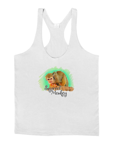 Squirrel Monkey Watercolor Text Mens String Tank Top-Men's String Tank Tops-LOBBO-White-Small-Davson Sales