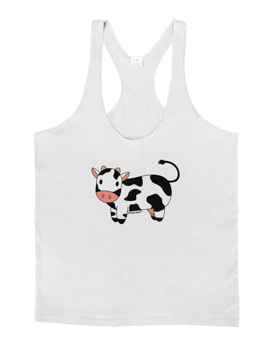 Cute Cow Mens String Tank Top-Men's String Tank Tops-LOBBO-White-Small-Davson Sales