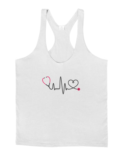 Stethoscope Heartbeat Mens String Tank Top-Men's String Tank Tops-LOBBO-White-Small-Davson Sales