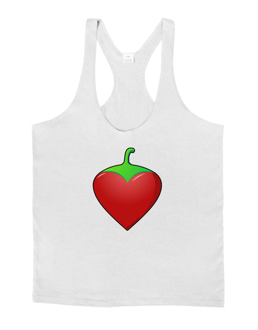 Chili Pepper Heart Mens String Tank Top-Men's String Tank Tops-LOBBO-White-Small-Davson Sales