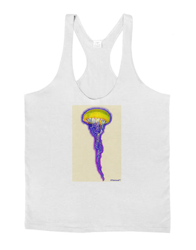 Jellyfish Outlined in Purple Watercolor Mens String Tank Top-Men's String Tank Tops-LOBBO-White-Small-Davson Sales