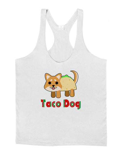 Cute Taco Dog Text Mens String Tank Top-Men's String Tank Tops-LOBBO-White-Small-Davson Sales