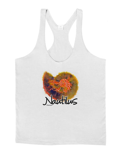 Nautilus Fossil Watercolor Text Mens String Tank Top-Men's String Tank Tops-LOBBO-White-Small-Davson Sales