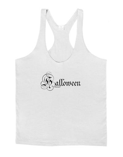 Halloween Script Text Mens String Tank Top-Men's String Tank Tops-LOBBO-White-Small-Davson Sales