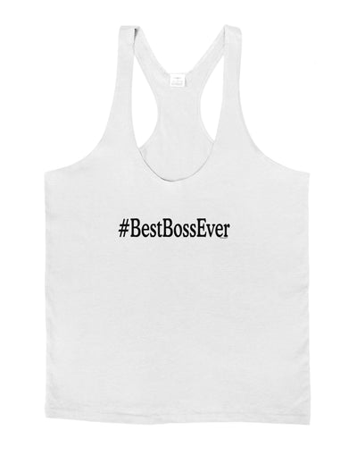 #BestBossEver Text - Boss Day Mens String Tank Top-Men's String Tank Tops-LOBBO-White-Small-Davson Sales