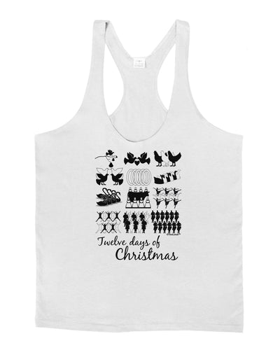 TooLoud Twelve Days of Christmas Text Mens String Tank Top-Men's String Tank Tops-LOBBO-White-Small-Davson Sales