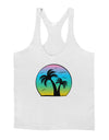 Palm Trees Silhouette - Beach Sunset Design Mens String Tank Top-Men's String Tank Tops-LOBBO-White-Small-Davson Sales