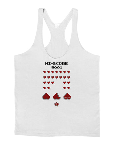 Pixel Heart Invaders Design Mens String Tank Top-Men's String Tank Tops-LOBBO-White-Small-Davson Sales