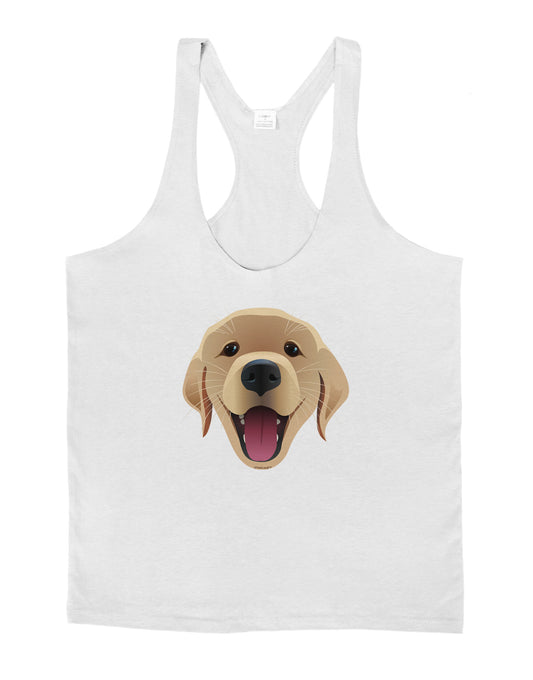 Cute Golden Retriever Puppy Face Mens String Tank Top-Men's String Tank Tops-LOBBO-White-Small-Davson Sales