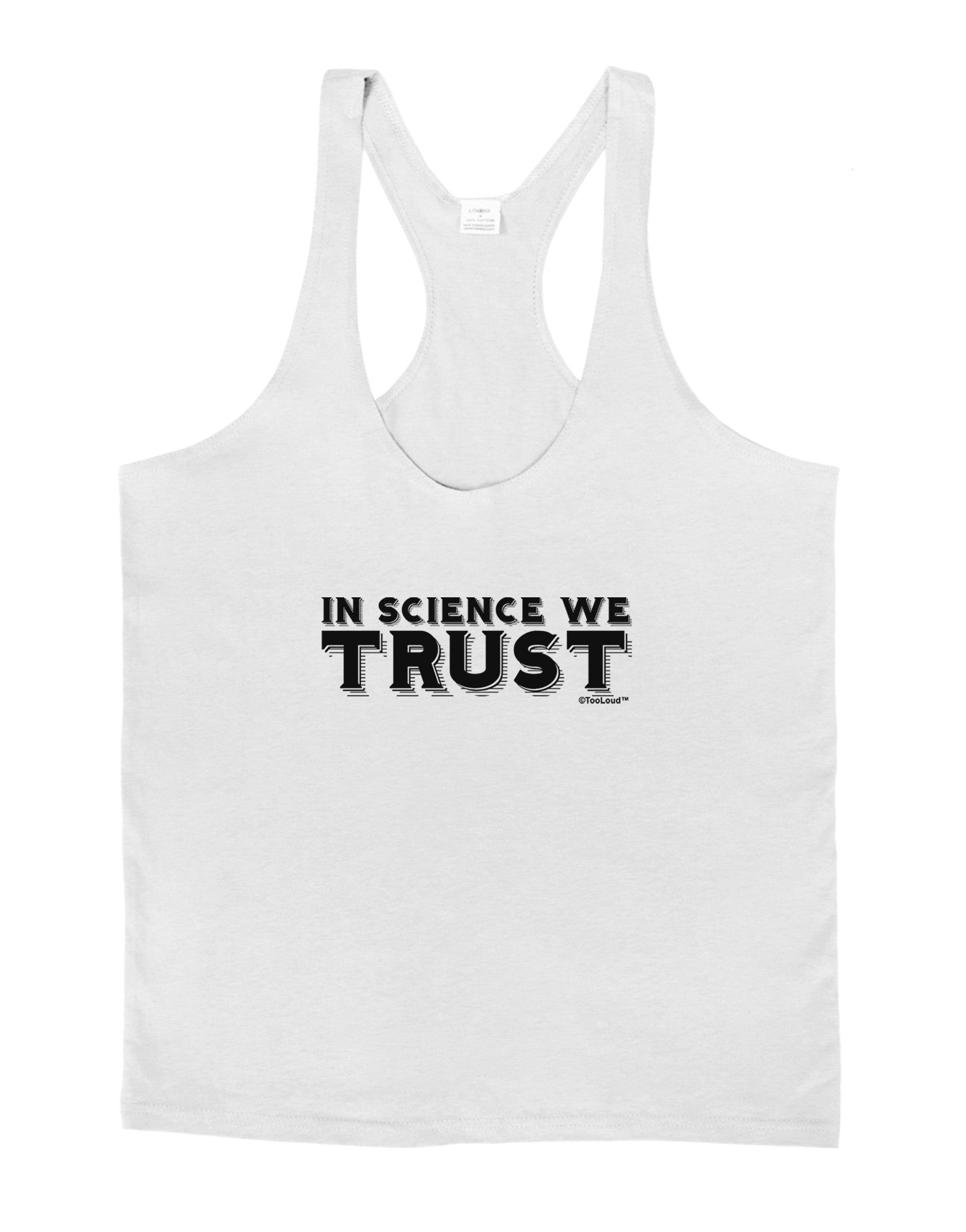 In Science We Trust Text Mens String Tank Top-Men's String Tank Tops-LOBBO-White-Small-Davson Sales