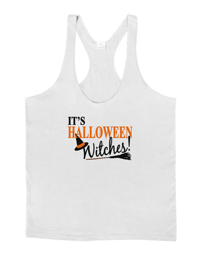 It's Halloween Witches Hat Mens String Tank Top-Men's String Tank Tops-LOBBO-White-Small-Davson Sales